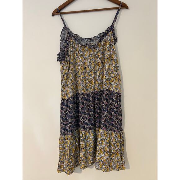 Natural Life L / XL Flowy Tiered Ruffle Dress Spaghetti Strap Dress 100% Rayon - Picture 6 of 8